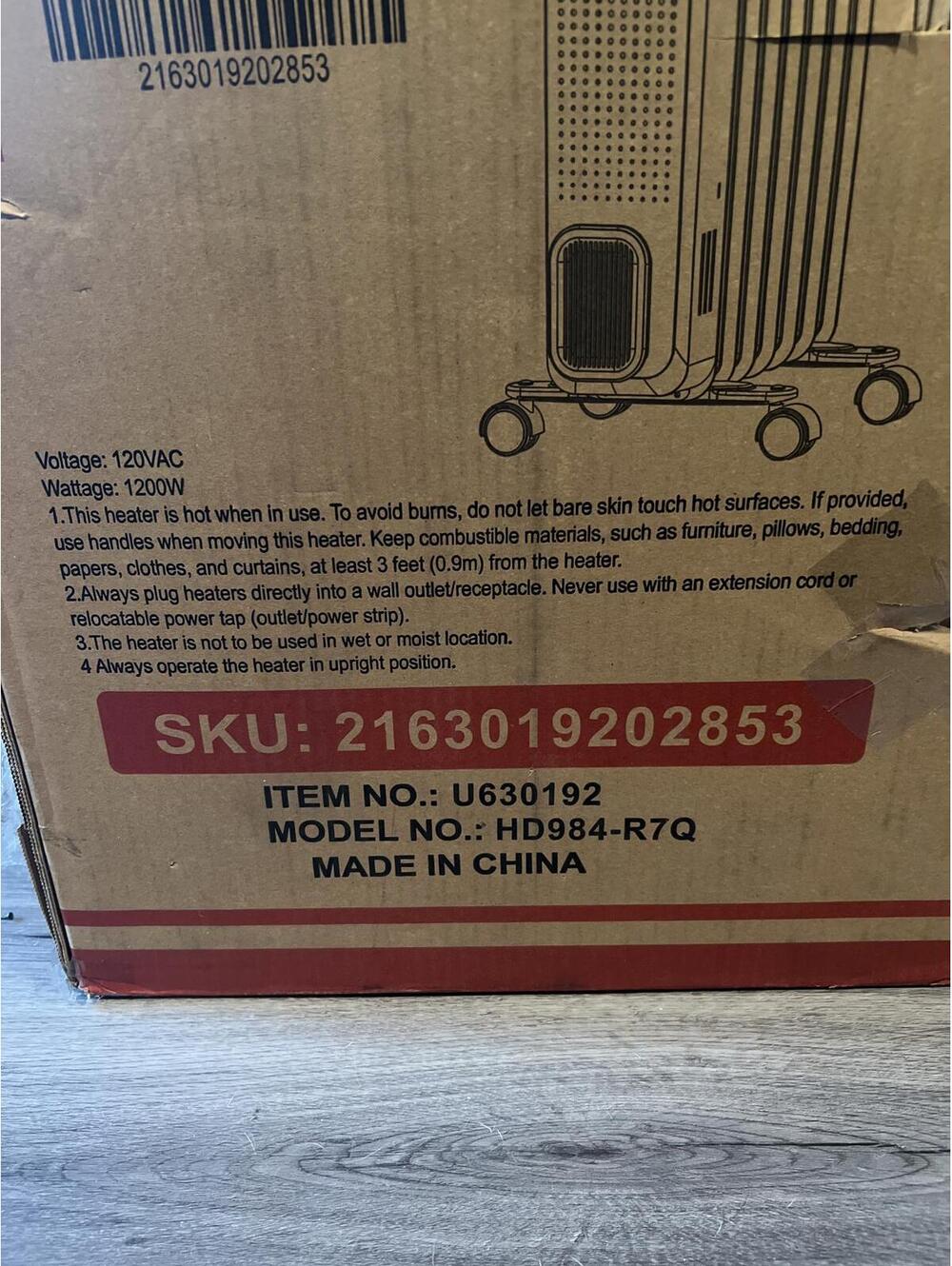Open Box Oil Filled Radiator Heater - 1200W - Picture 2 of 4